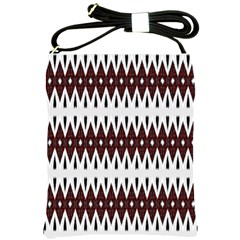 Brown And White Ikat Shoulder Sling Bag by SpinnyChairDesigns