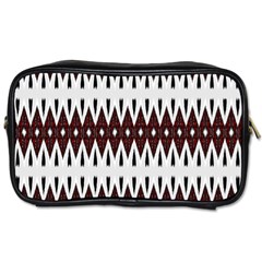 Brown And White Ikat Toiletries Bag (one Side) by SpinnyChairDesigns