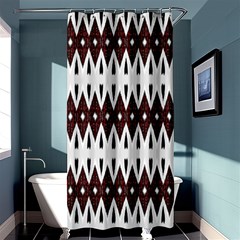 Brown And White Ikat Shower Curtain 36  X 72  (stall)  by SpinnyChairDesigns