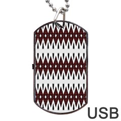 Brown And White Ikat Dog Tag Usb Flash (one Side) by SpinnyChairDesigns