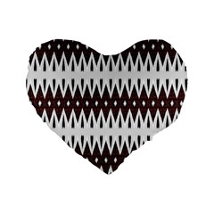 Brown And White Ikat Standard 16  Premium Heart Shape Cushions by SpinnyChairDesigns