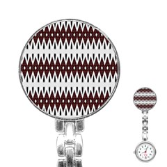 Brown And White Ikat Stainless Steel Nurses Watch by SpinnyChairDesigns