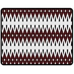 Brown And White Ikat Double Sided Fleece Blanket (medium)  by SpinnyChairDesigns