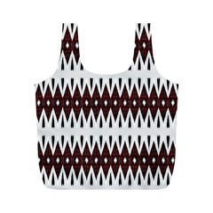 Brown And White Ikat Full Print Recycle Bag (m) by SpinnyChairDesigns