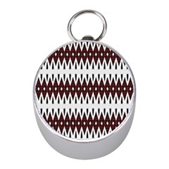 Brown And White Ikat Mini Silver Compasses by SpinnyChairDesigns