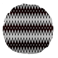 Brown And White Ikat Large 18  Premium Flano Round Cushions by SpinnyChairDesigns