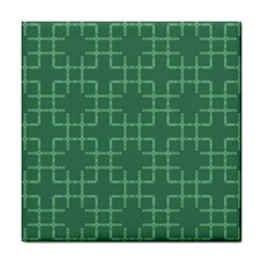 Dark Mint Green Geometric Tile Coaster by SpinnyChairDesigns