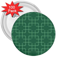 Dark Mint Green Geometric 3  Buttons (100 Pack)  by SpinnyChairDesigns