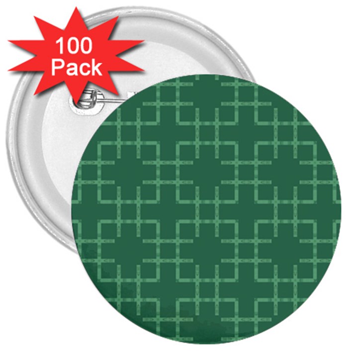 Dark Mint Green Geometric 3  Buttons (100 pack) 