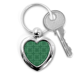 Dark Mint Green Geometric Key Chain (heart) by SpinnyChairDesigns