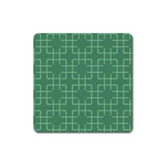 Dark Mint Green Geometric Square Magnet