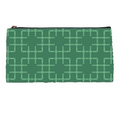 Dark Mint Green Geometric Pencil Case by SpinnyChairDesigns