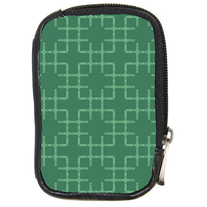 Dark Mint Green Geometric Compact Camera Leather Case