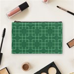 Dark Mint Green Geometric Cosmetic Bag (Medium) Front