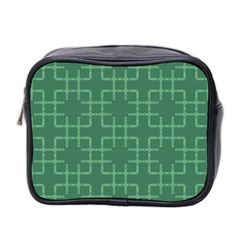 Dark Mint Green Geometric Mini Toiletries Bag (two Sides) by SpinnyChairDesigns