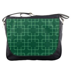 Dark Mint Green Geometric Messenger Bag by SpinnyChairDesigns