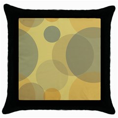 Yellow Grey Large Polka Dots Throw Pillow Case (black) by SpinnyChairDesigns