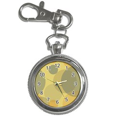 Yellow Grey Large Polka Dots Key Chain Watches by SpinnyChairDesigns