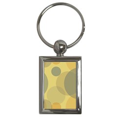 Yellow Grey Large Polka Dots Key Chain (rectangle) by SpinnyChairDesigns