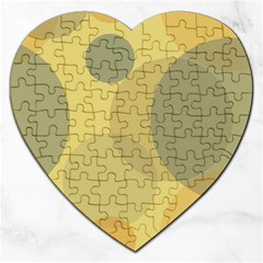 Yellow Grey Large Polka Dots Jigsaw Puzzle (heart) by SpinnyChairDesigns