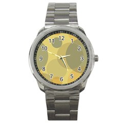 Yellow Grey Large Polka Dots Sport Metal Watch by SpinnyChairDesigns