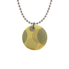 Yellow Grey Large Polka Dots 1  Button Necklace by SpinnyChairDesigns