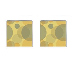 Yellow Grey Large Polka Dots Cufflinks (square) by SpinnyChairDesigns