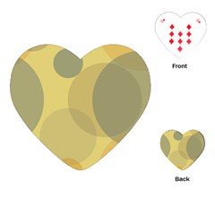 Yellow Grey Large Polka Dots Playing Cards Single Design (heart) by SpinnyChairDesigns