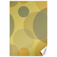 Yellow Grey Large Polka Dots Canvas 12  X 18  by SpinnyChairDesigns