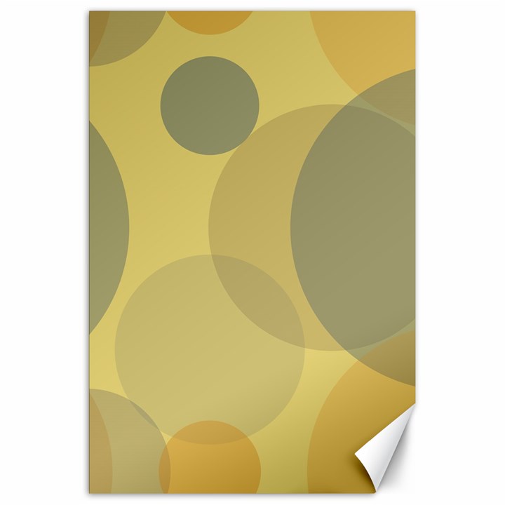 Yellow Grey Large Polka Dots Canvas 20  x 30 