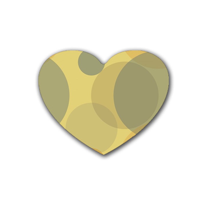 Yellow Grey Large Polka Dots Heart Coaster (4 pack) 