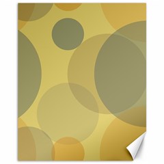 Yellow Grey Large Polka Dots Canvas 11  X 14  by SpinnyChairDesigns