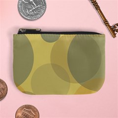 Yellow Grey Large Polka Dots Mini Coin Purse by SpinnyChairDesigns