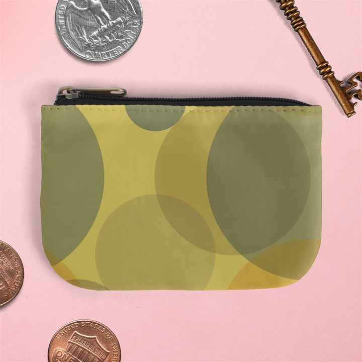 Yellow Grey Large Polka Dots Mini Coin Purse