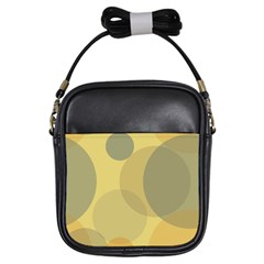 Yellow Grey Large Polka Dots Girls Sling Bag by SpinnyChairDesigns