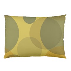 Yellow Grey Large Polka Dots Pillow Case (two Sides) by SpinnyChairDesigns