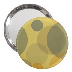 Yellow Grey Large Polka Dots 3  Handbag Mirrors by SpinnyChairDesigns