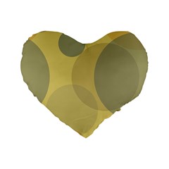 Yellow Grey Large Polka Dots Standard 16  Premium Heart Shape Cushions by SpinnyChairDesigns