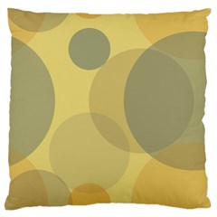 Yellow Grey Large Polka Dots Large Flano Cushion Case (one Side) by SpinnyChairDesigns