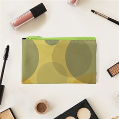 Yellow Grey Large Polka Dots Cosmetic Bag (xs) by SpinnyChairDesigns