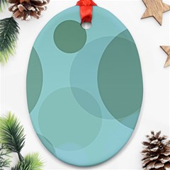 Teal Turquoise Blue Large Polka Dots Ornament (oval) by SpinnyChairDesigns