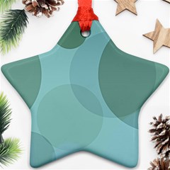 Teal Turquoise Blue Large Polka Dots Ornament (star) by SpinnyChairDesigns