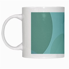 Teal Turquoise Blue Large Polka Dots White Mugs by SpinnyChairDesigns