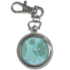 Teal Turquoise Blue Large Polka Dots Key Chain Watches by SpinnyChairDesigns