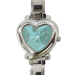 Teal Turquoise Blue Large Polka Dots Heart Italian Charm Watch by SpinnyChairDesigns