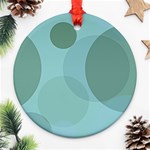 Teal Turquoise Blue Large Polka Dots Round Ornament (Two Sides) Front