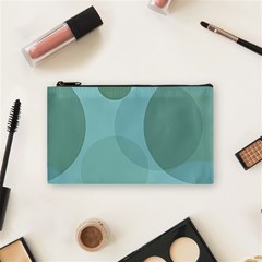 Teal Turquoise Blue Large Polka Dots Cosmetic Bag (small) by SpinnyChairDesigns