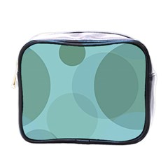 Teal Turquoise Blue Large Polka Dots Mini Toiletries Bag (one Side) by SpinnyChairDesigns