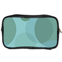 Teal Turquoise Blue Large Polka Dots Toiletries Bag (one Side) by SpinnyChairDesigns