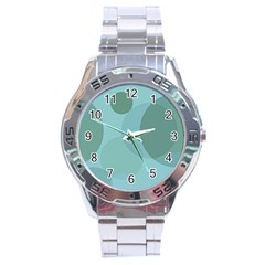 Teal Turquoise Blue Large Polka Dots Stainless Steel Analogue Watch by SpinnyChairDesigns